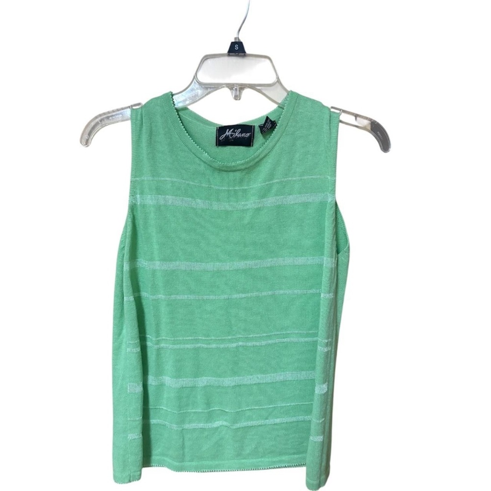 90s VINTAGE GREEN STRIPED KNIT TANK TOP